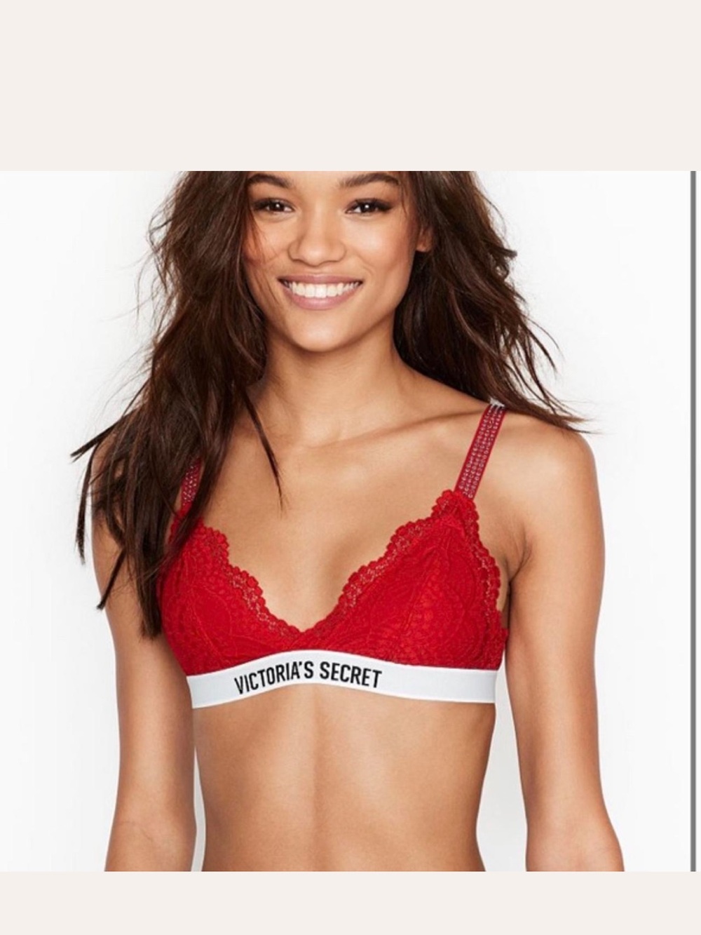 Victoria’s Secret Lace Bralette Red Rhinestone Straps M